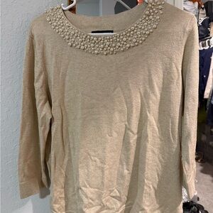 KARL LAGERFIELD Sweater with Pearl Embellished Collar